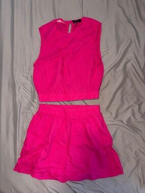 Kourt Hot Pink Crop Top and Skort Set